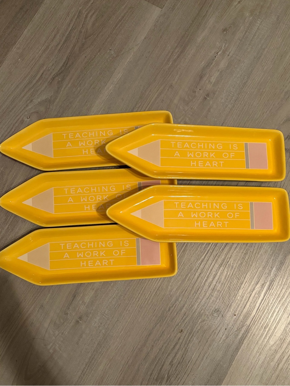 Pencil-Shaped Glass Trinket Trays - Teaching Is A Work Of Heart